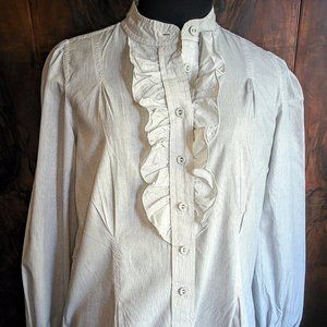 Banana Republic pinstripe cotton ruffle blouse size 4